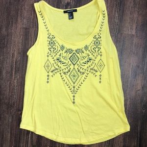 Embroidered yellow tank